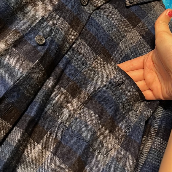 Blue, Black, Gray Button Up Flannel - Picture 8 of 12